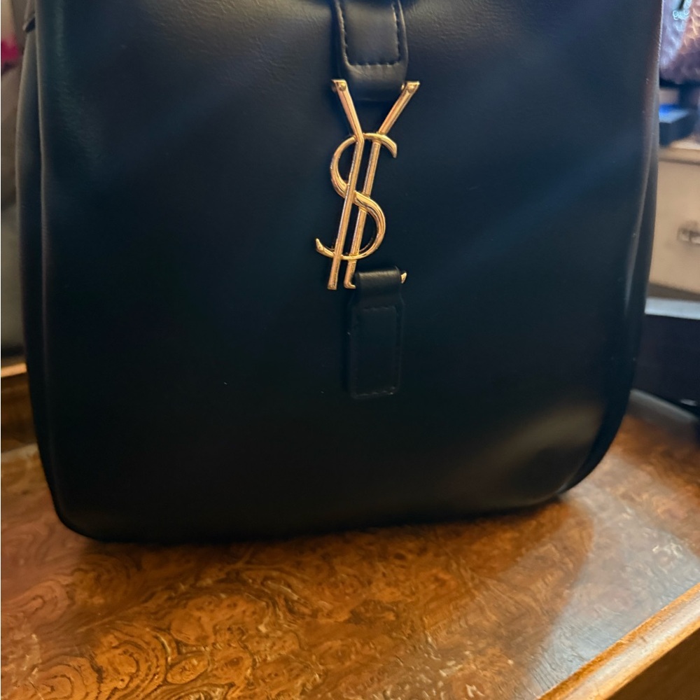 YSL Black Leather Bag with large size wallet d